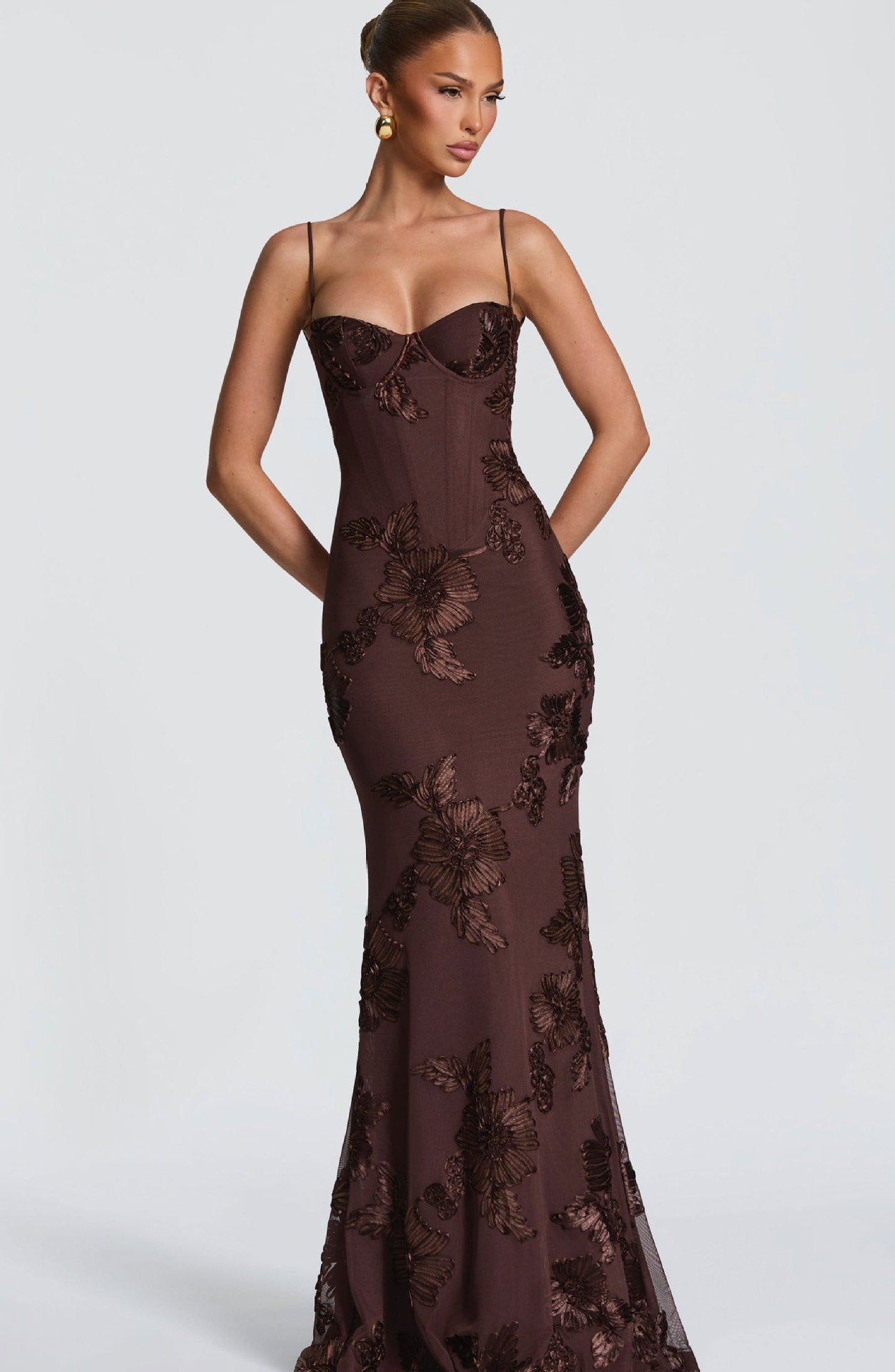 Flower-decorated Evening Dress High-end Banquet Elegant Slimming