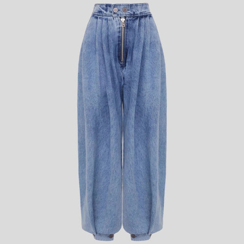 High Waist Zipper Denim Loose Harem Pants